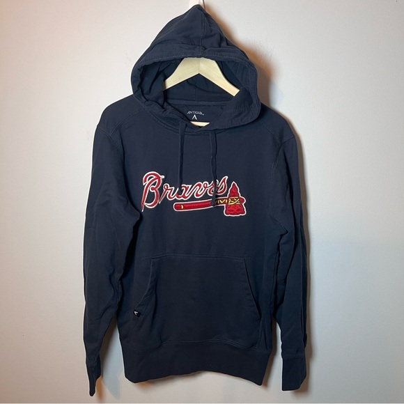 Atlanta Braves Women’s Hoodie size XL Antigua Navy Blue Embroidered Sweatshirt - Picture 1 of 6